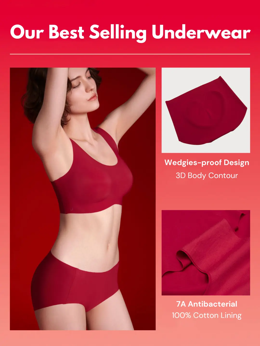 NuCloud Red Holiday Bra Set - Image 7